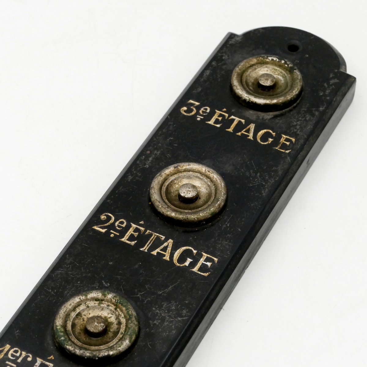 Plaque d&#039;ascenseur trois &eacute;tages en marbre et bronze, XXe si&egrave;cle.-photo-3