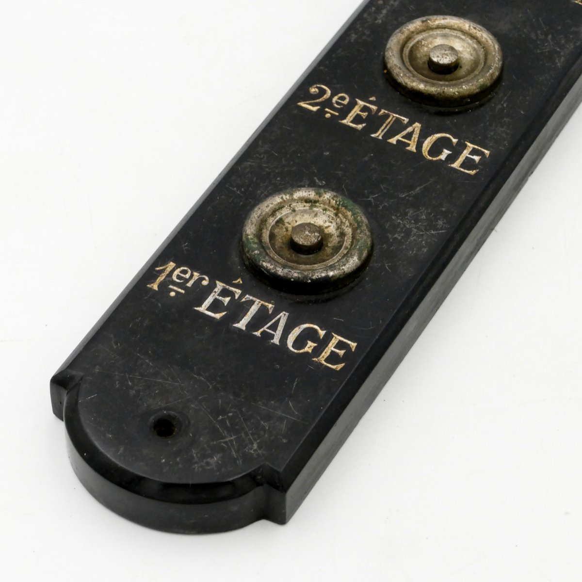 Plaque d&#039;ascenseur trois &eacute;tages en marbre et bronze, XXe si&egrave;cle.-photo-4