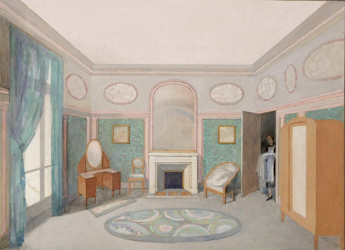 Henri Lafitte, « Projet d'architecture d'intérieur, chambre à coucher » technique mixte 1930/40