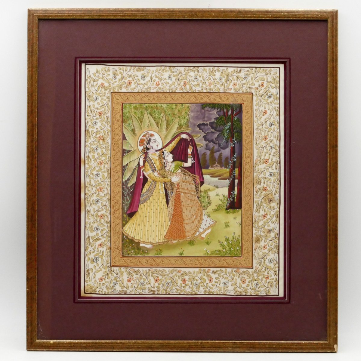 Radha Krishna, paire de peintures indiennes sur tissus, Inde, XXe siècle.-photo-2