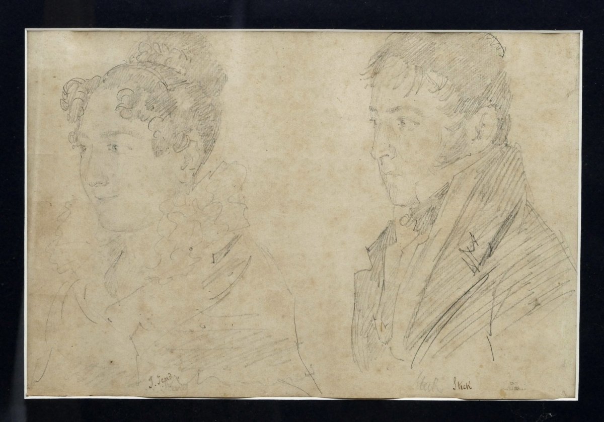 Empire Period, Series Of Four Portraits, Graphite Drawing, Early 19th Century.-photo-3