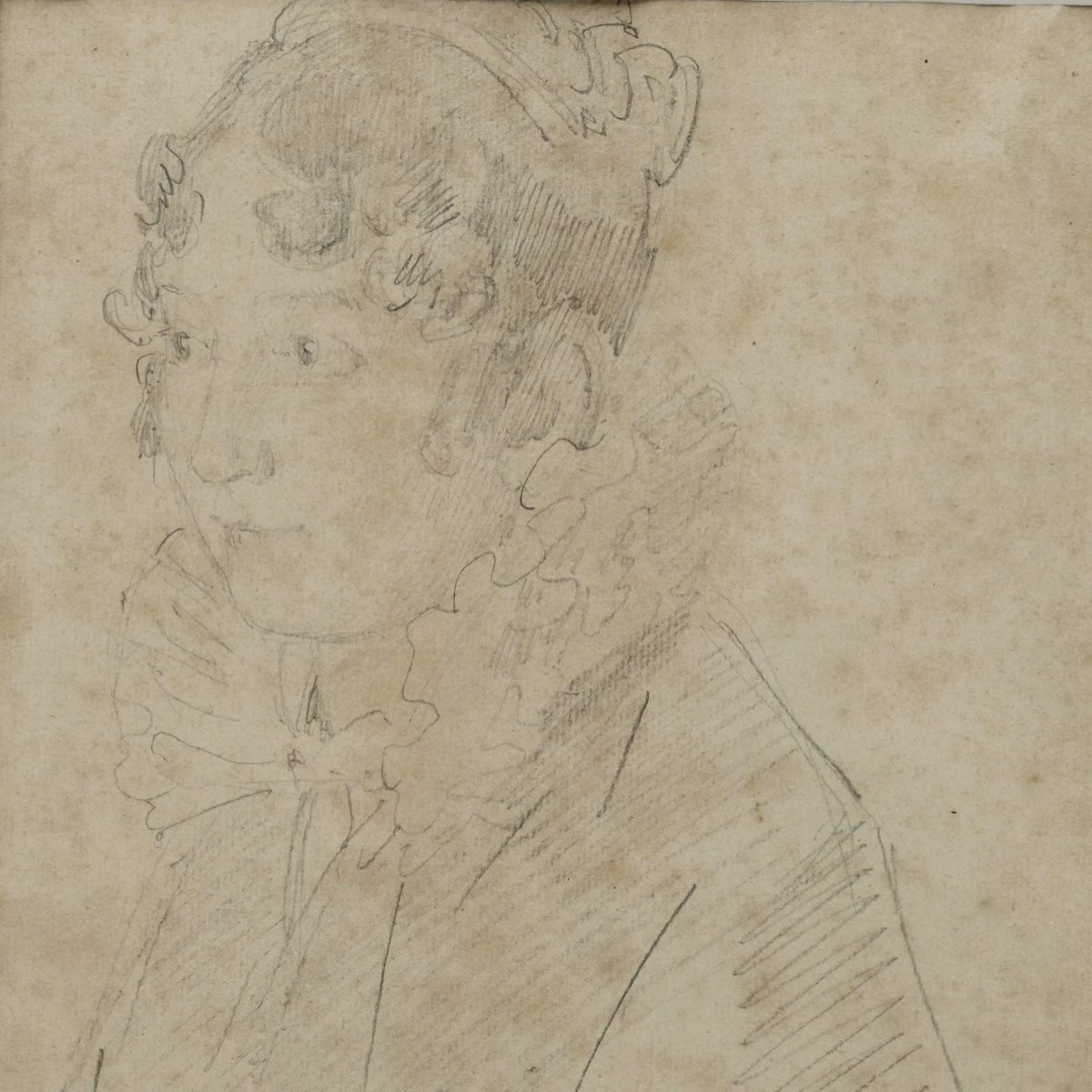 Empire Period, Series Of Four Portraits, Graphite Drawing, Early 19th Century.-photo-4