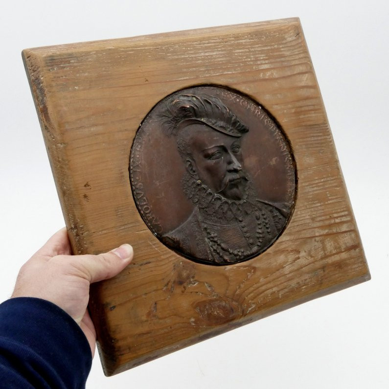 Portrait de Charles IX, grande médaille, cuivre, médaillon, fin XIXe à 1900.-photo-2
