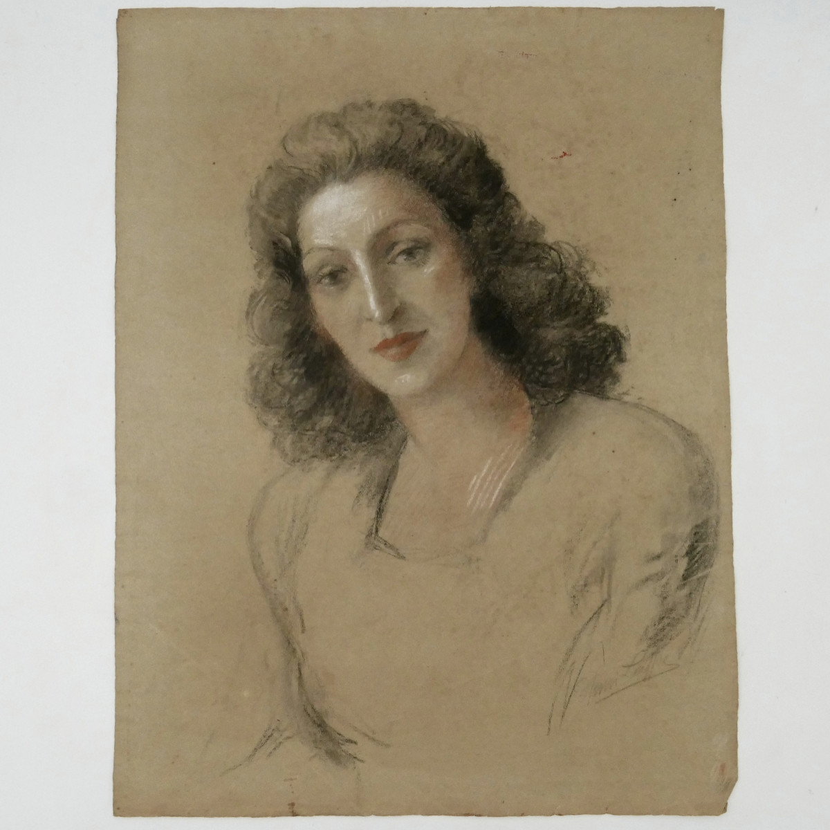 Henri Laffite (1885–1977), Portrait de femme graphite et sanguine, dessin sur papier, XXe siècl