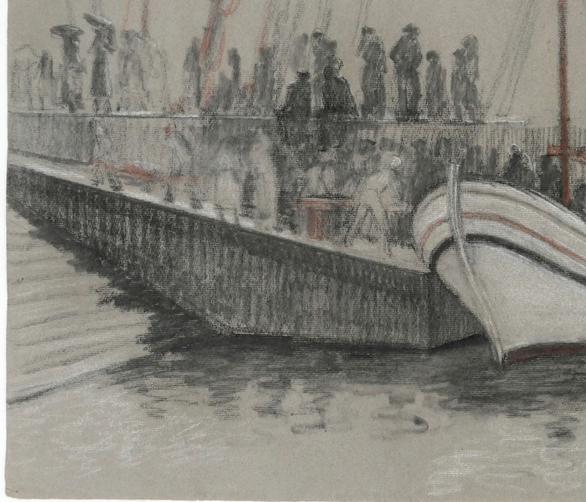 Henri Laffite (1885–1977), Lisbon “return From Fishing”, Drawing On Paper, 1949.-photo-1