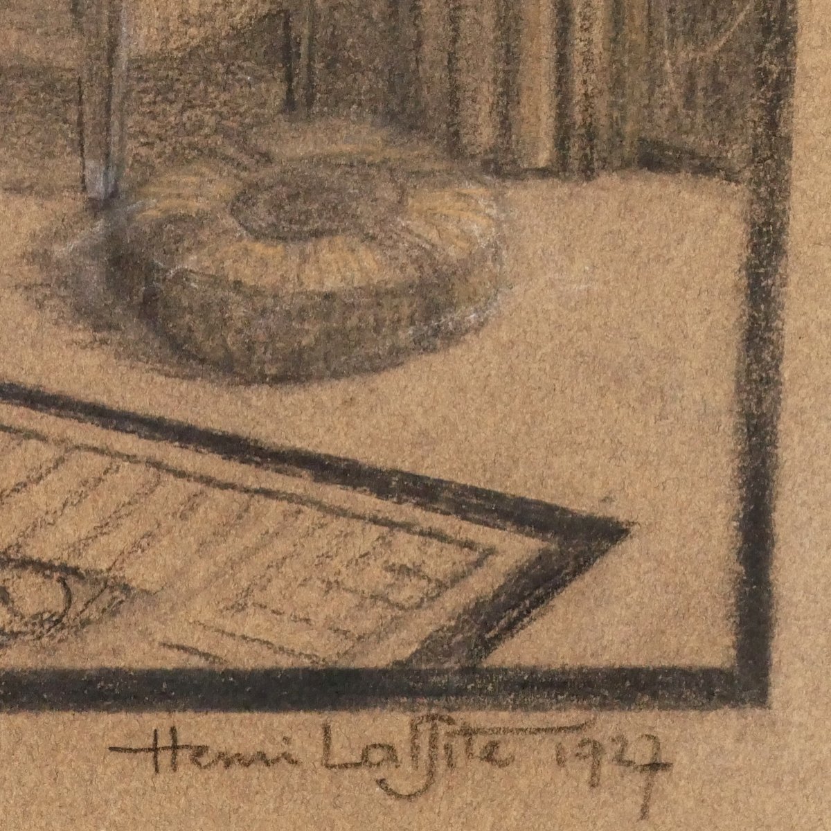 Henri Laffite (1885–1977), « Projet d'architecture d'intérieur, chambre à coucher » fusain 1927-photo-3