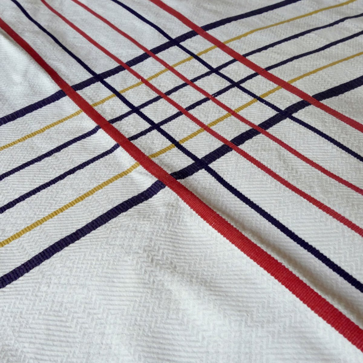 Basque Country Tablecloth, Monogram “ab” Red, Blue And Yellow Stripes, Art Deco.-photo-6