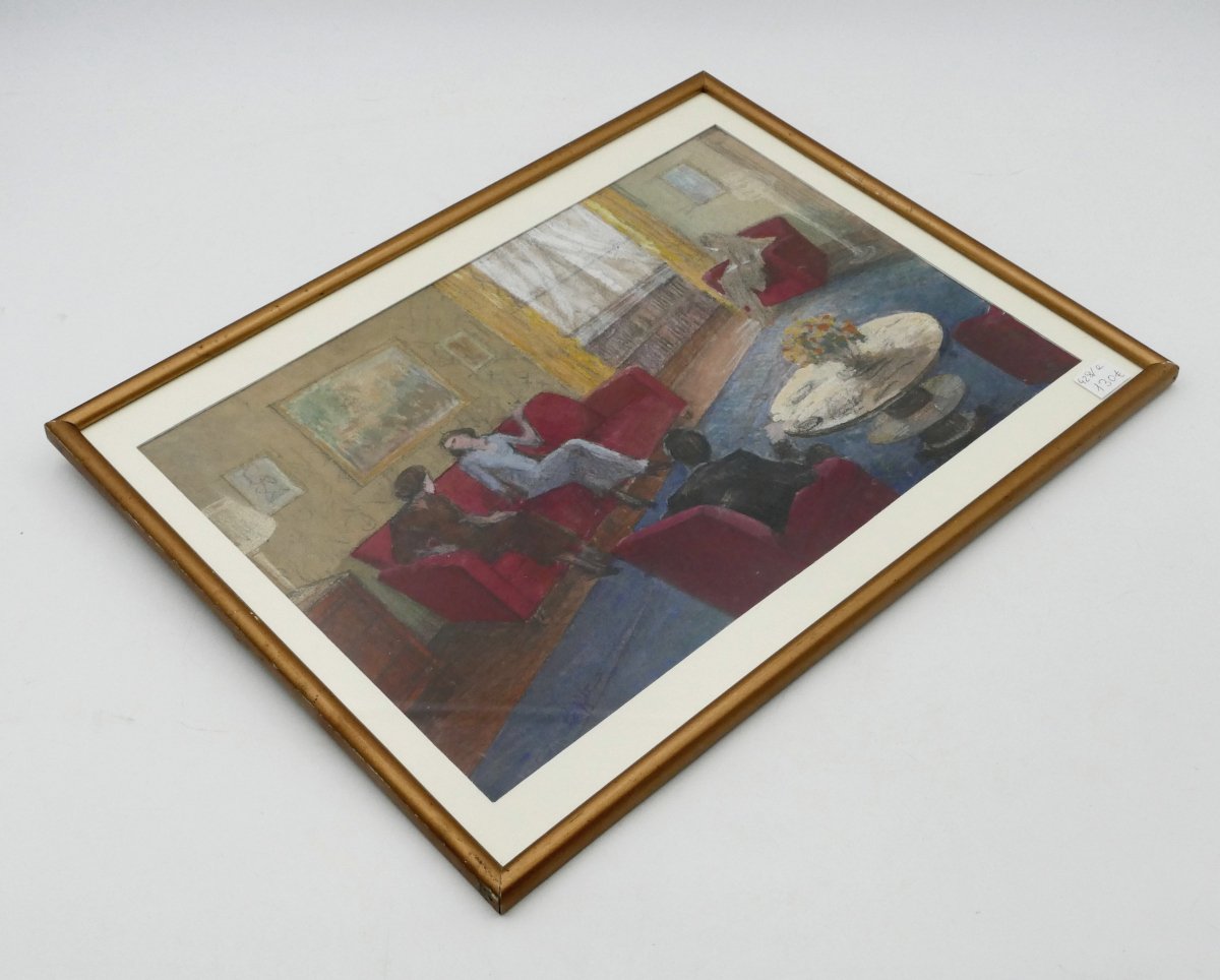 Henri Laffite, « Projet d'architecture d'intérieur, salon » technique mixte, 1930.-photo-4