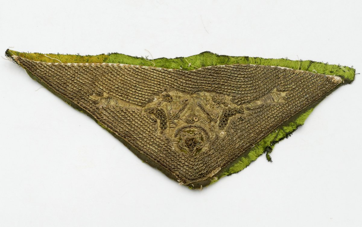 Ottoman Empire, Triangular Fabric Embroidered With Gold, 19th Century.-photo-2