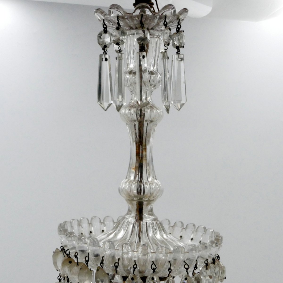 Gilt Bronze Chandelier, Decorated With Eagle Heads, Crystal Drops, Empire Style, 19th Century.-photo-1