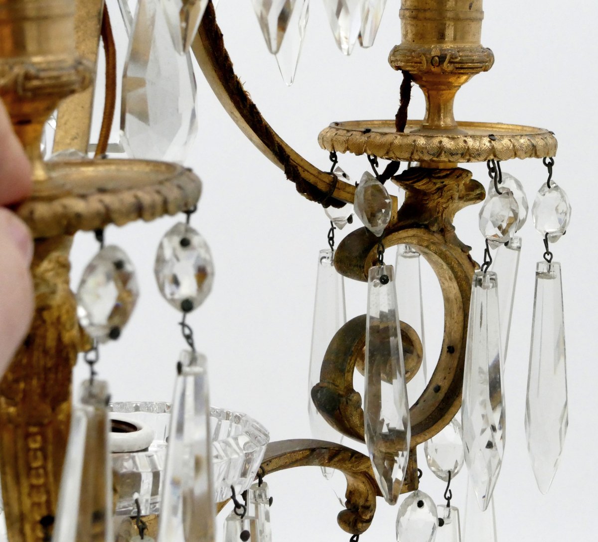 Gilt Bronze Chandelier, Decorated With Eagle Heads, Crystal Drops, Empire Style, 19th Century.-photo-8