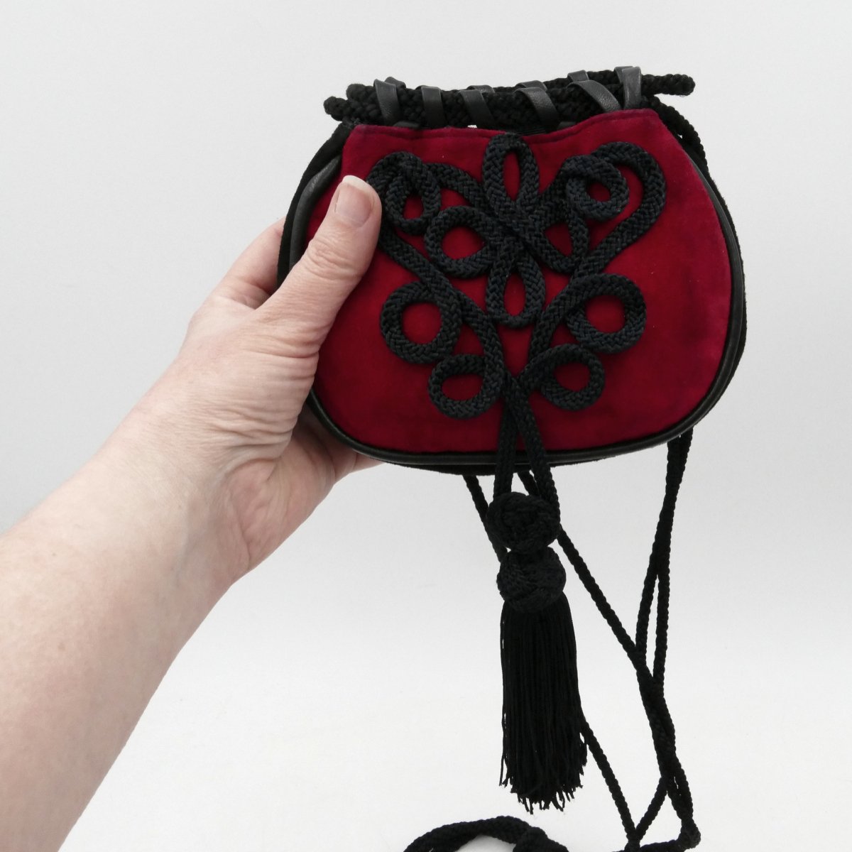 Yves Saint Laurent, Small Multifunctional Handbag, Red And Black, 1990.-photo-6