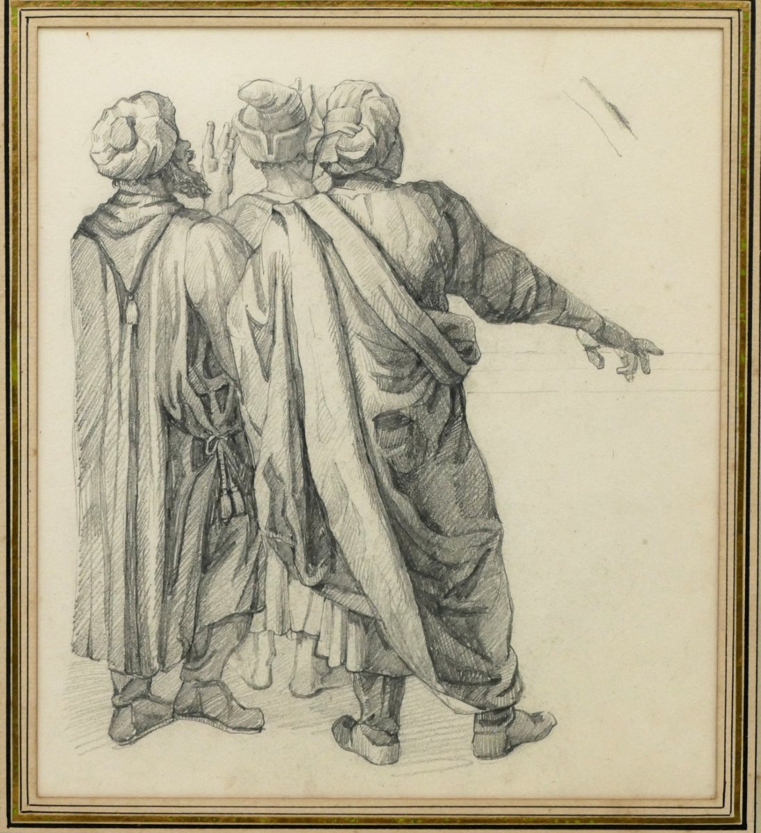 Roman School, Pair Of Drawings, "christ Before Pilate", 19th Century.-photo-3