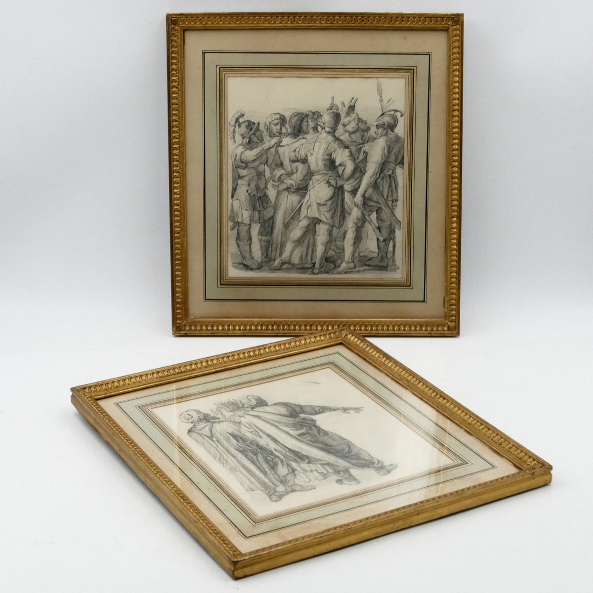 Roman School, Pair Of Drawings, "christ Before Pilate", 19th Century.-photo-7