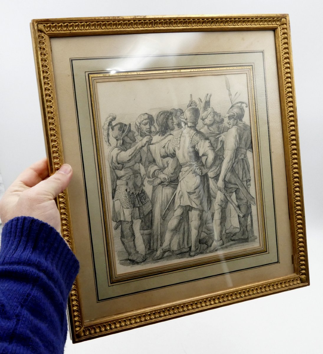 Roman School, Pair Of Drawings, "christ Before Pilate", 19th Century.-photo-8