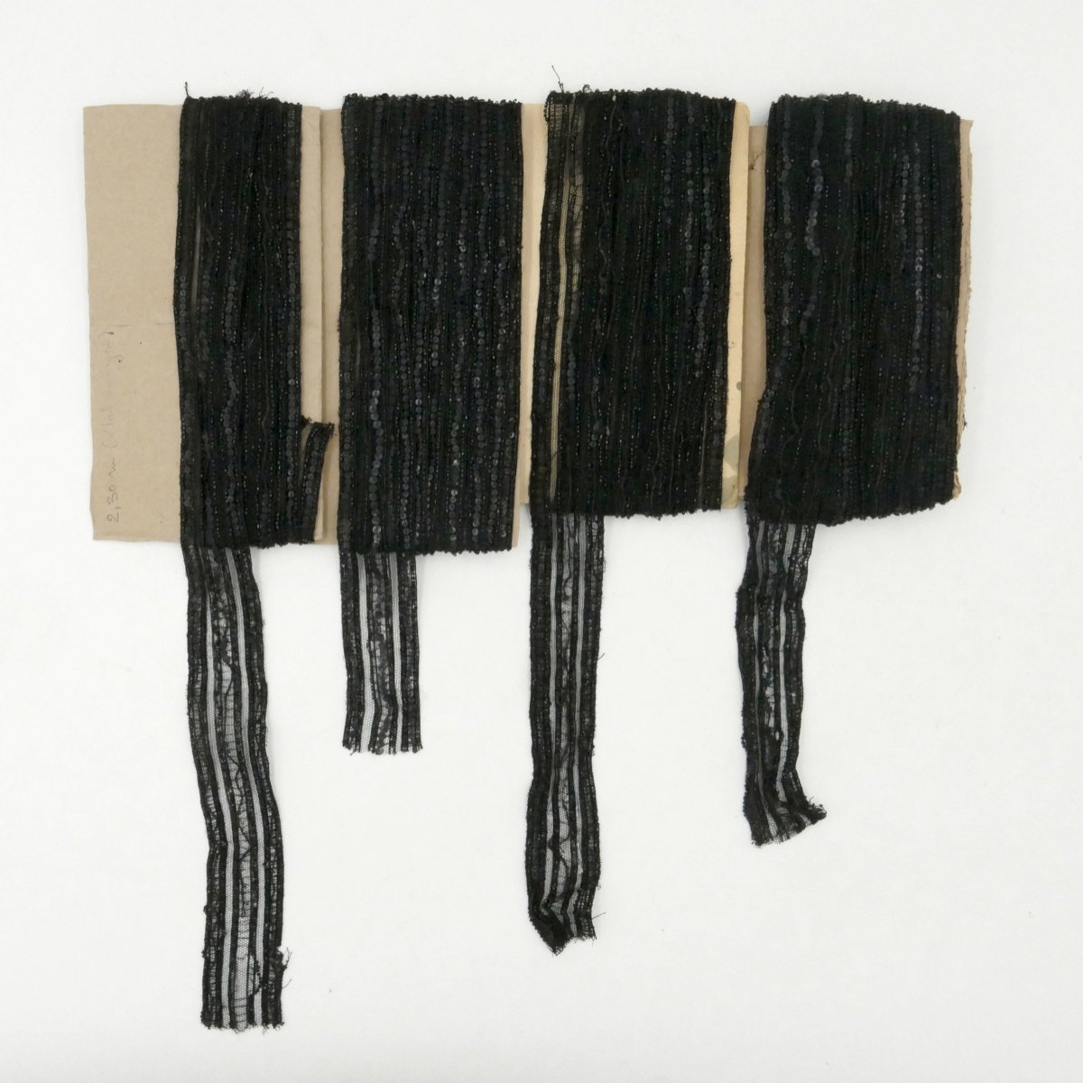 16 Meters Of Black Lace Embroidered With Pearls And Sequins, Napoleon III Style.-photo-2