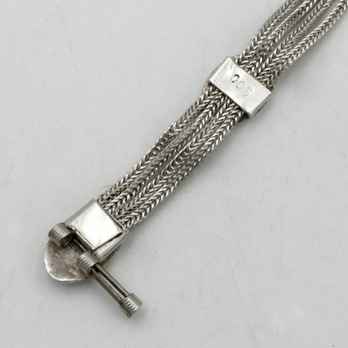 Bracelet en argent massif et émail noir, époque Art Déco, vers 1920.-photo-2