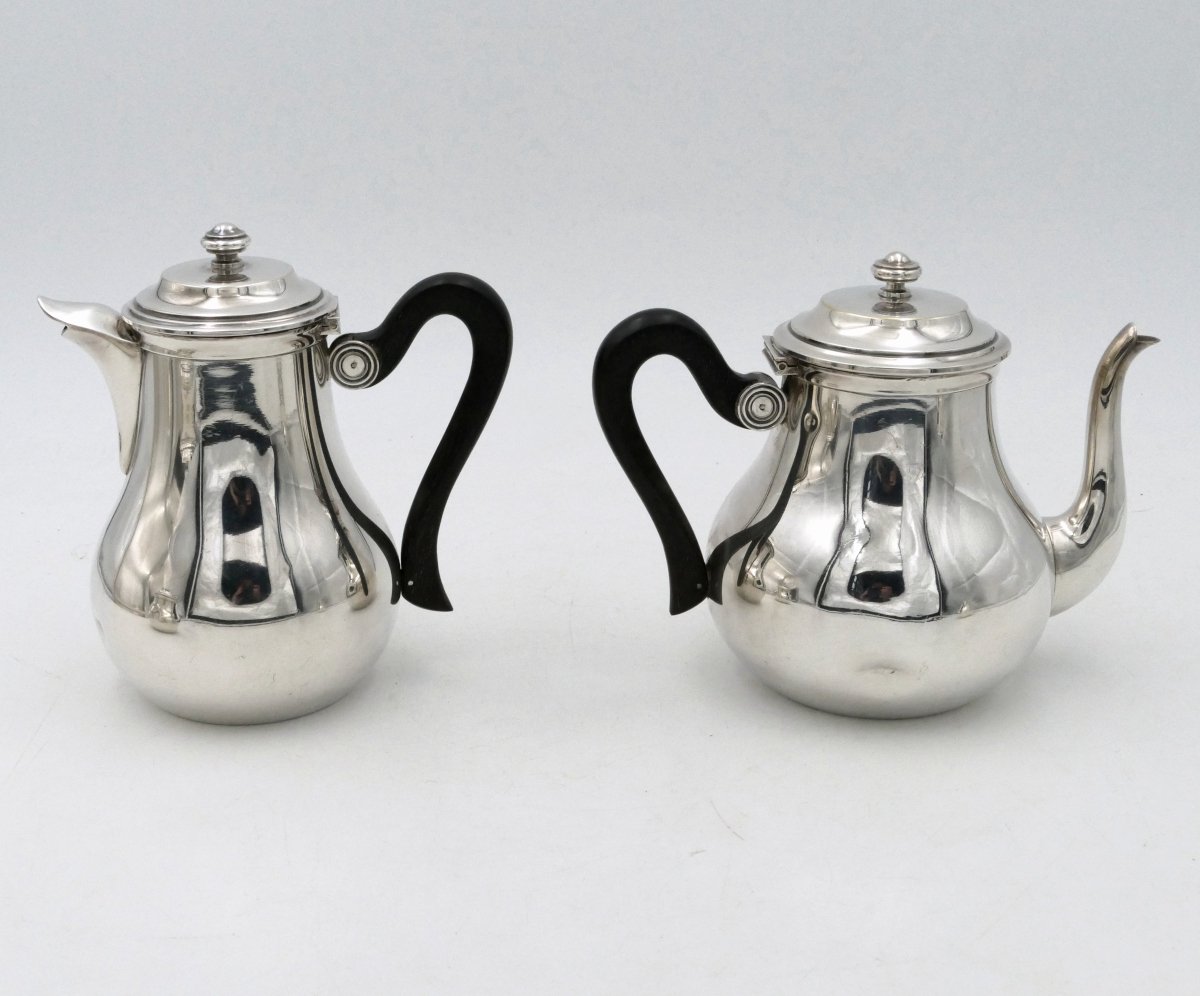 Service à thé/café 5 pièces en métal argenté, XXe siècle.-photo-3