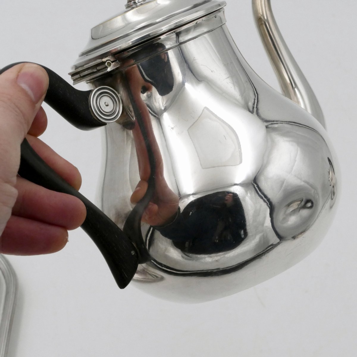 Service à thé/café 5 pièces en métal argenté, XXe siècle.-photo-4