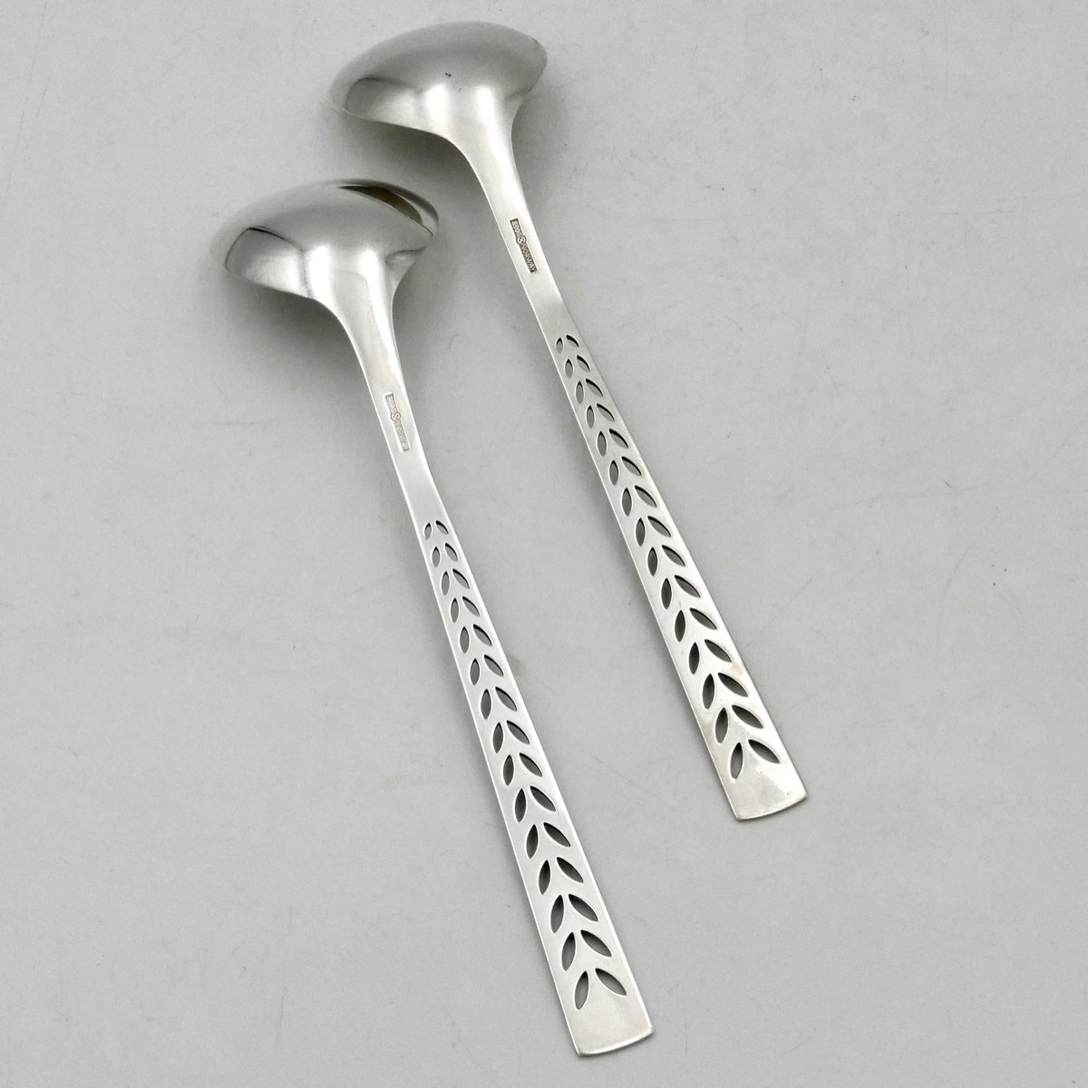  Norvège, longs couverts à salade en argent massif 830 S, XXe siècle. -photo-1