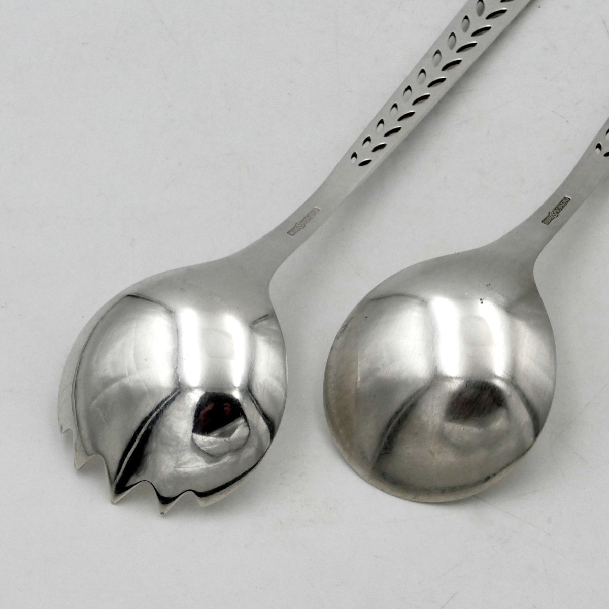  Norvège, longs couverts à salade en argent massif 830 S, XXe siècle. -photo-2