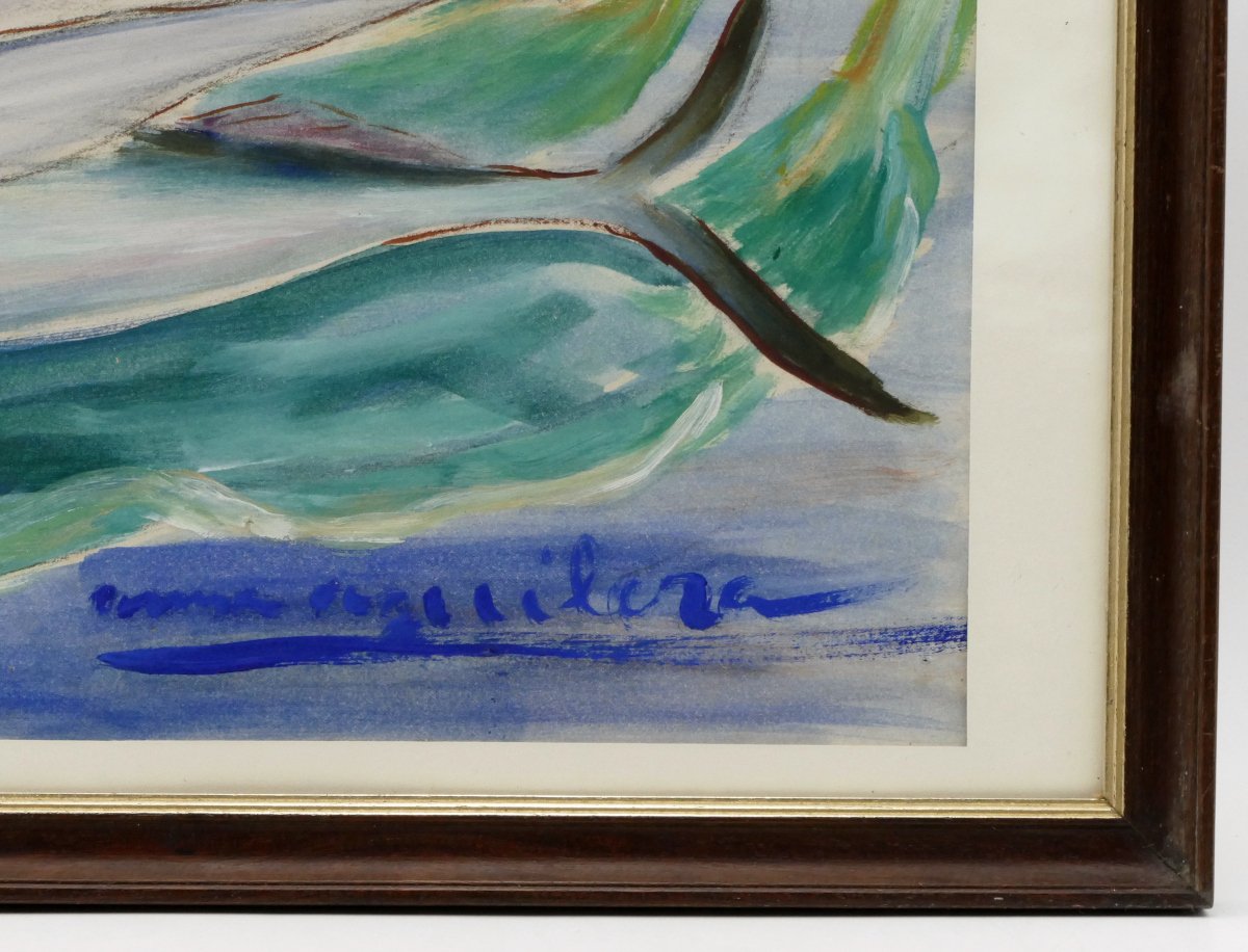 "the Flying Fish", Anna Aguilera, Mixed Media, Mid-20th Century.-photo-4