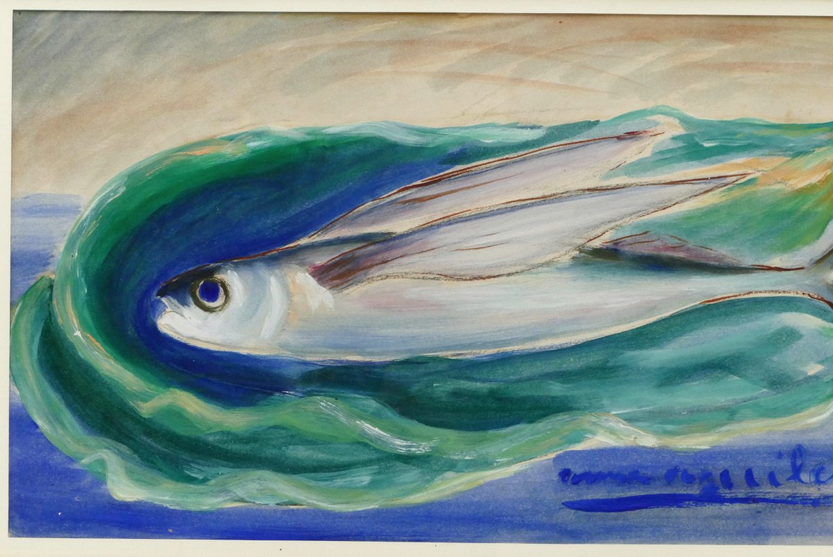 "the Flying Fish", Anna Aguilera, Mixed Media, Mid-20th Century.-photo-1