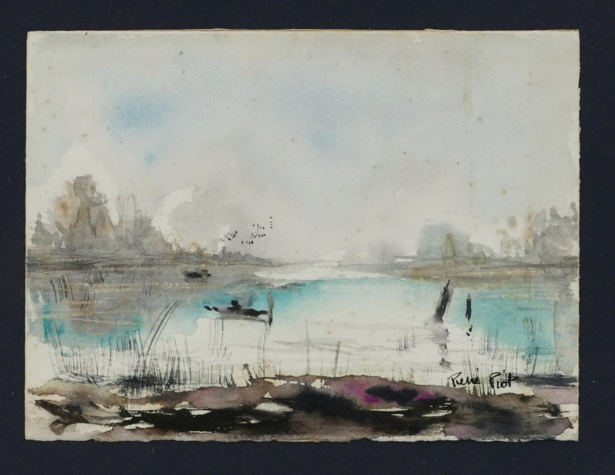 Pierre Piot (1921 – 1998), paire de marines, aquarelle, XXe siècle.-photo-1