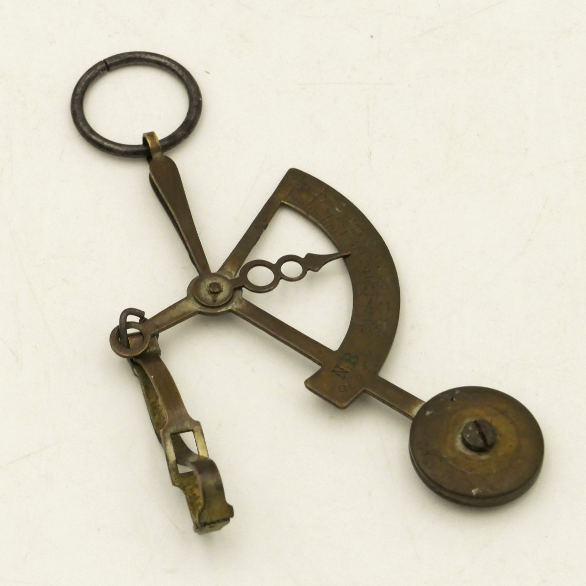 Miniature Pocket Letter Scale Made Of Brass, Marked With The Registered Trademark "n B," 19th Century.-photo-2