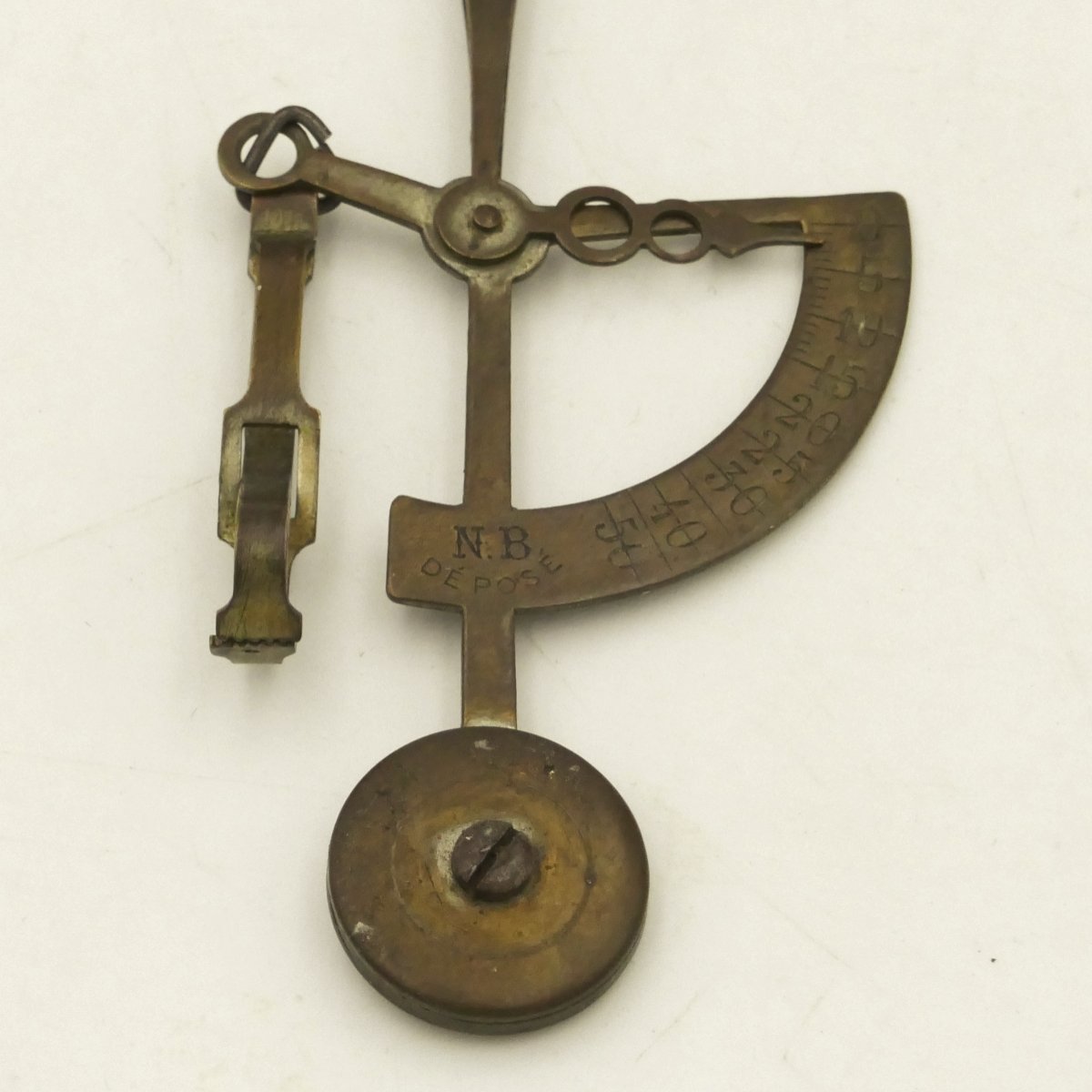 Miniature Pocket Letter Scale Made Of Brass, Marked With The Registered Trademark "n B," 19th Century.-photo-3
