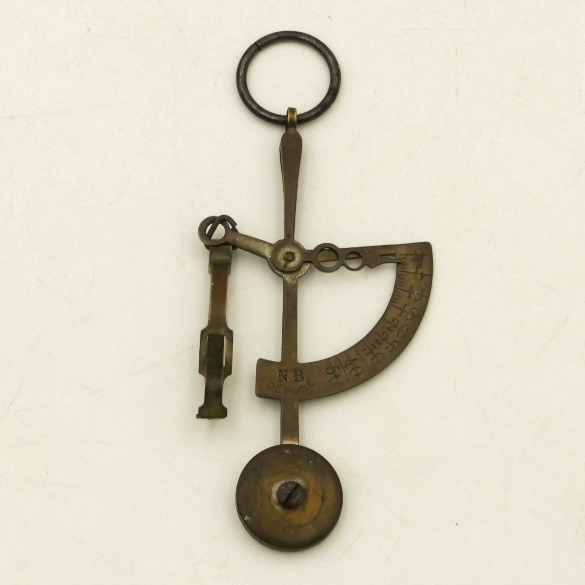 Miniature Pocket Letter Scale Made Of Brass, Marked With The Registered Trademark "n B," 19th Century.-photo-4
