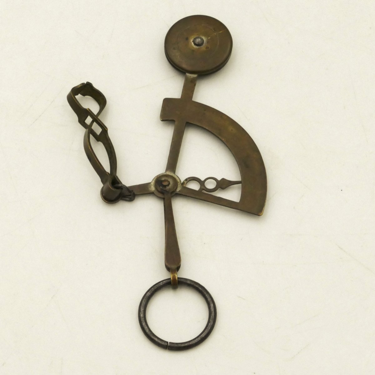 Miniature Pocket Letter Scale Made Of Brass, Marked With The Registered Trademark "n B," 19th Century.-photo-1