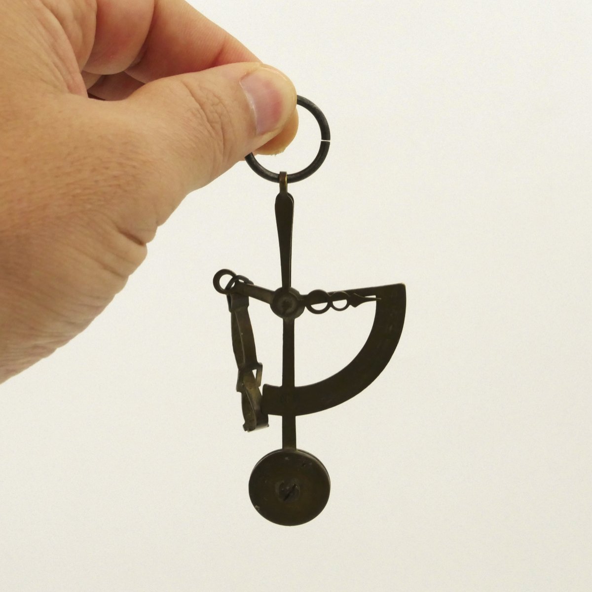 Miniature Pocket Letter Scale Made Of Brass, Marked With The Registered Trademark "n B," 19th Century.-photo-2