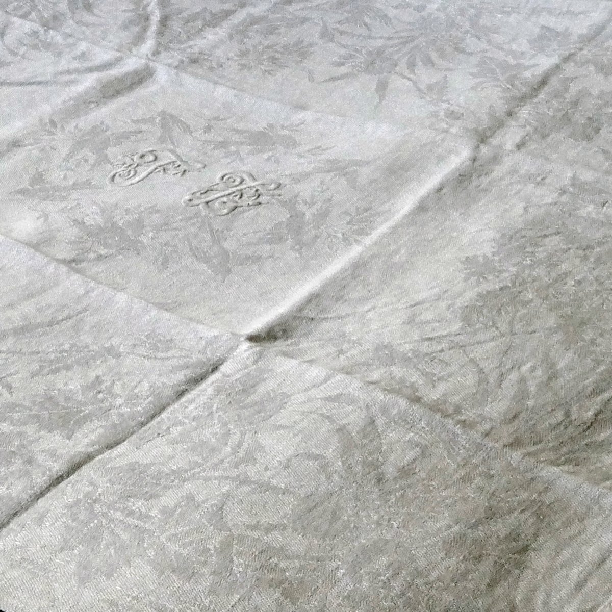 Twelve Large "t L" Damask Towels In The Art Nouveau Style, Early 20th Century.-photo-4