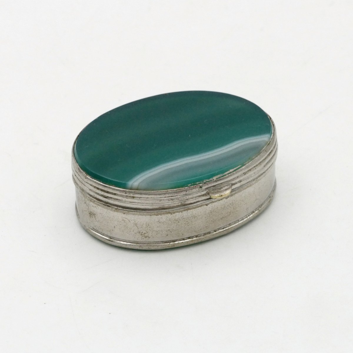 Box, Green Agate Pillbox, Art Deco.-photo-2