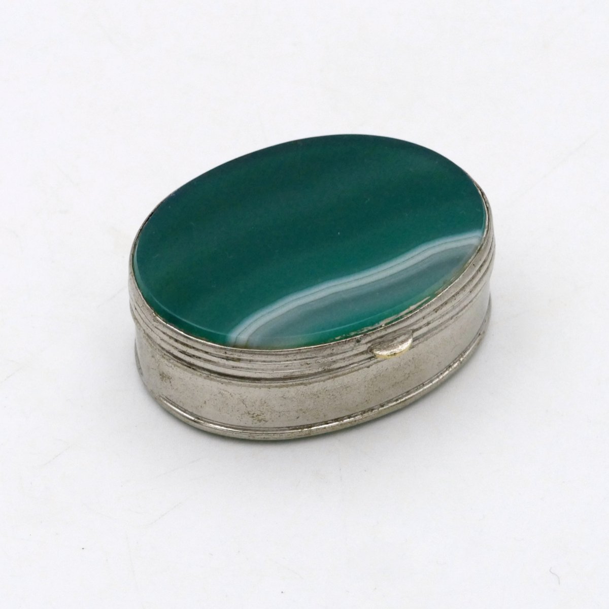 Box, Green Agate Pillbox, Art Deco.-photo-3