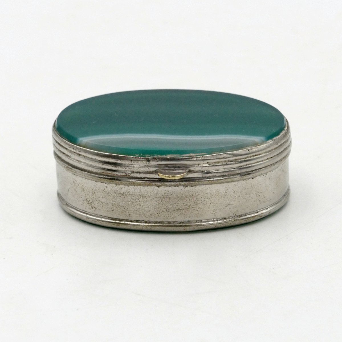 Box, Green Agate Pillbox, Art Deco.-photo-4