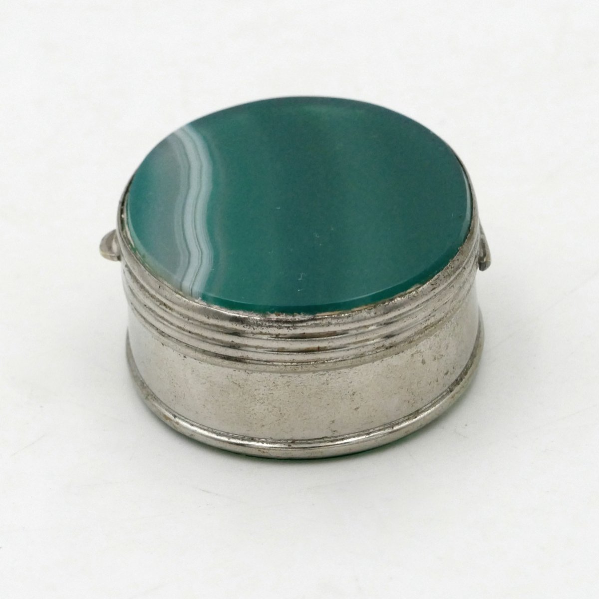 Box, Green Agate Pillbox, Art Deco.-photo-3