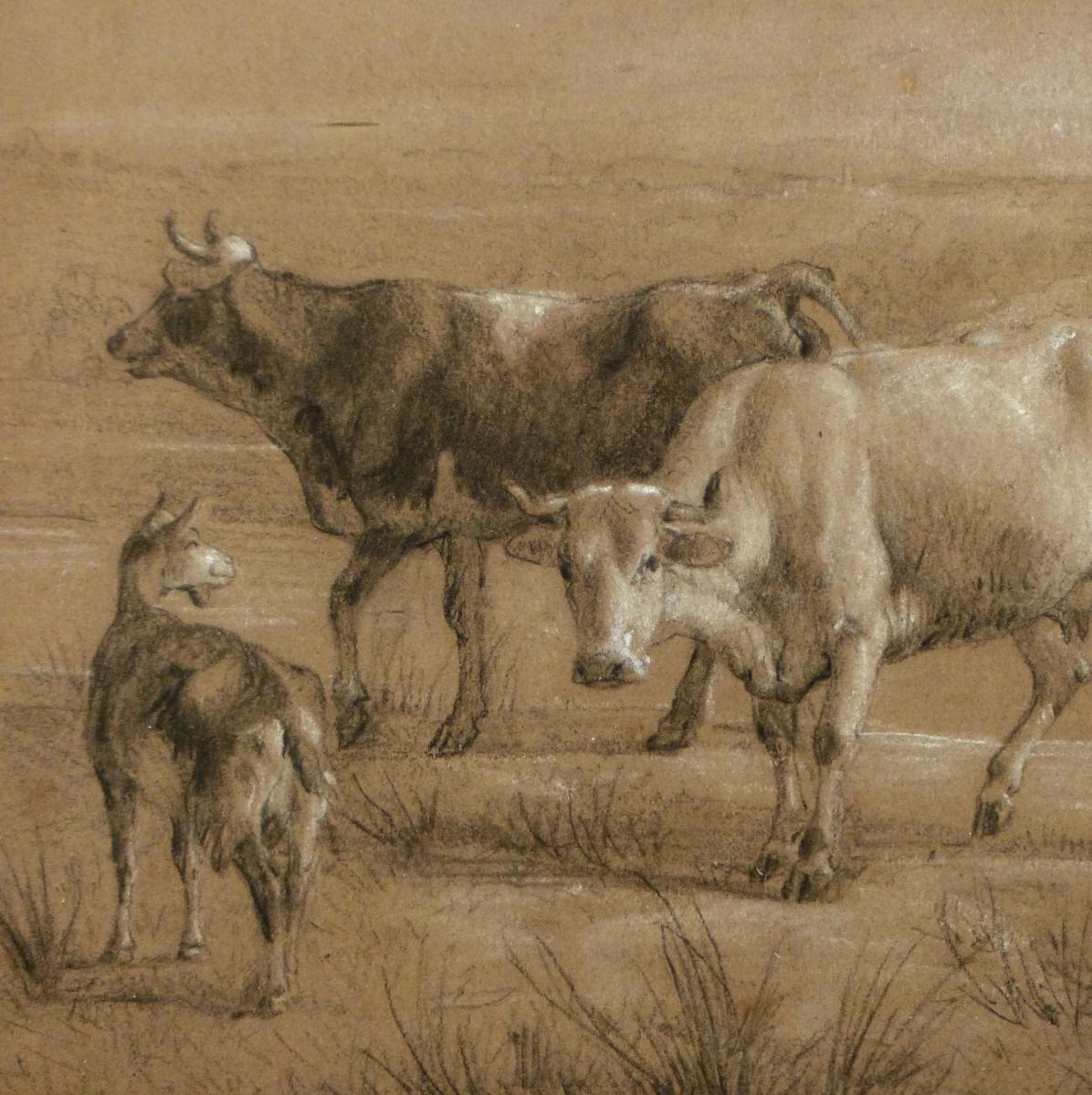 Antoine DUCLAUX, Pastorale, dessin 1852.-photo-3