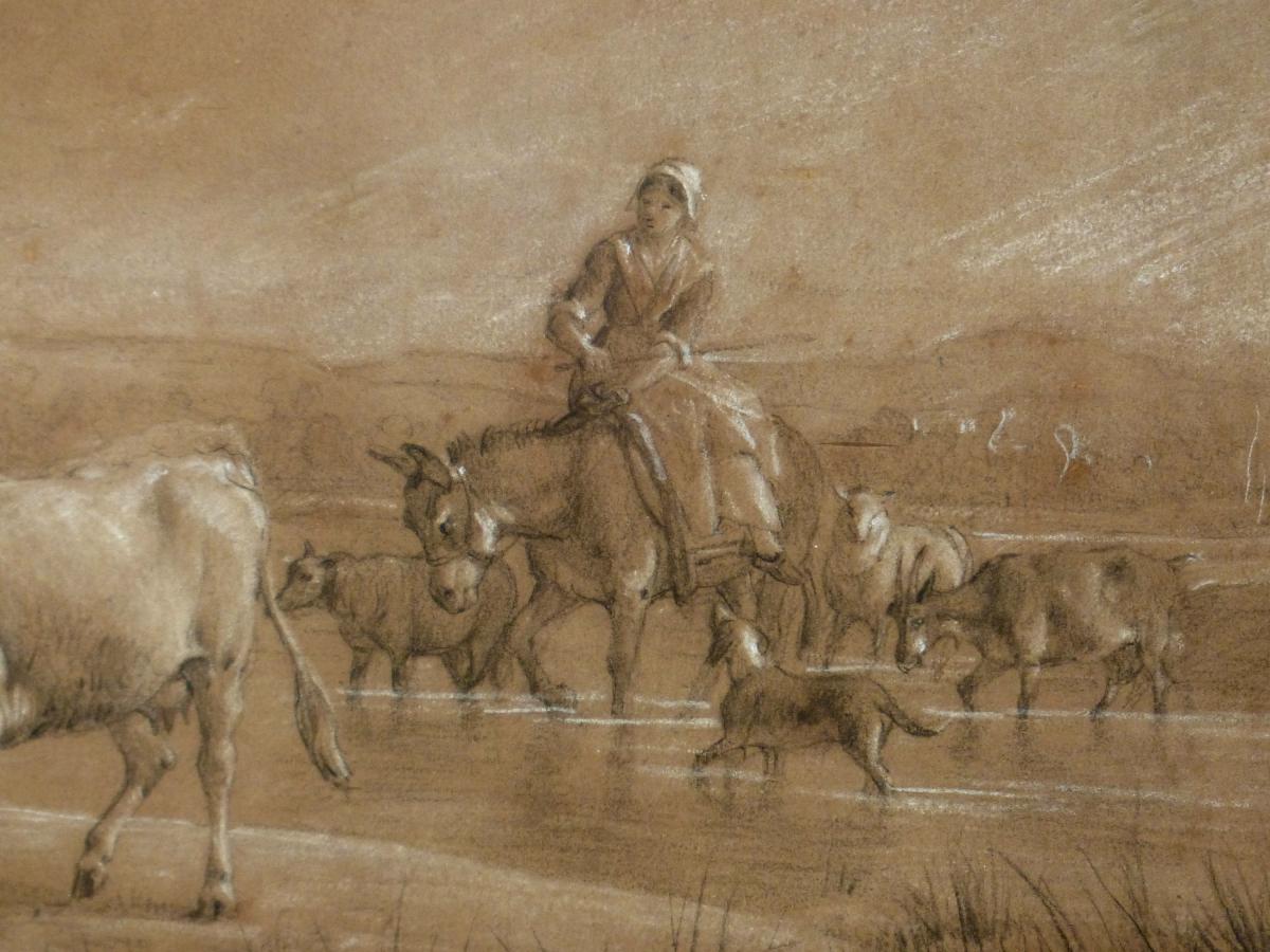 Antoine DUCLAUX, Pastorale, dessin 1852.-photo-4