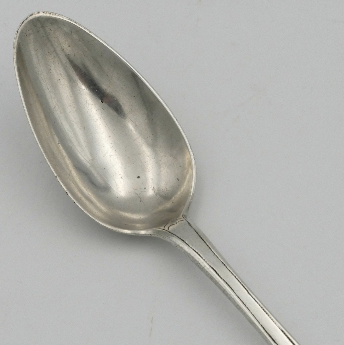 18th Century Sterling Silver Spoon, Liège, Belgium, Stiche.-photo-3