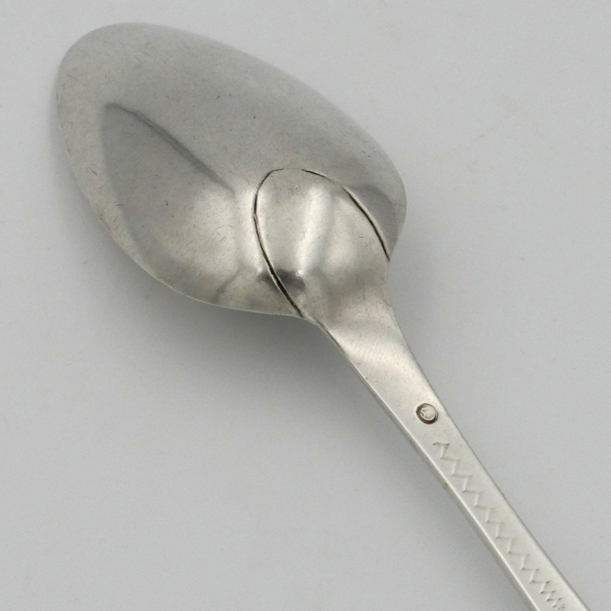 18th Century Sterling Silver Spoon, Liège, Belgium, Stiche.-photo-1