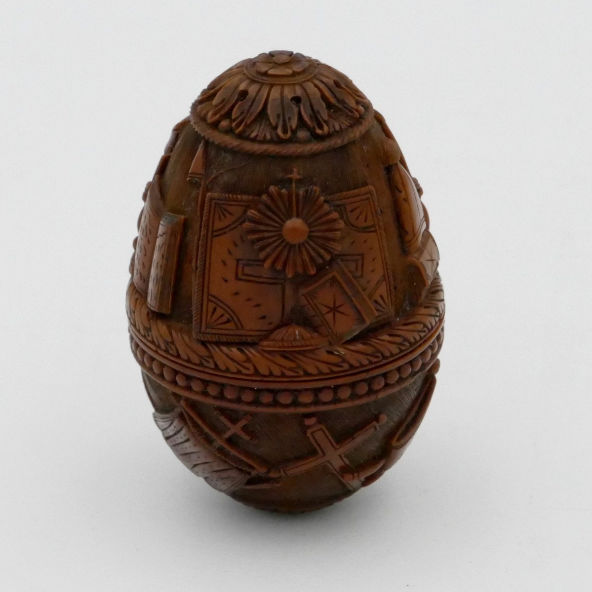 Exceptional Egg In Carved Corozo, Rosary, Christianity, Early Nineteenth.-photo-3