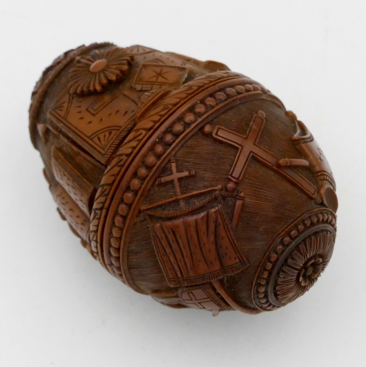 Exceptional Egg In Carved Corozo, Rosary, Christianity, Early Nineteenth.-photo-2