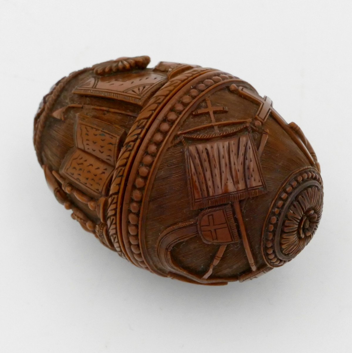 Exceptional Egg In Carved Corozo, Rosary, Christianity, Early Nineteenth.-photo-3