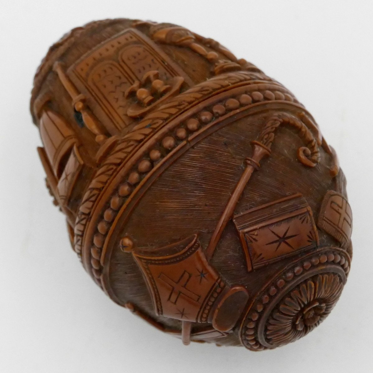 Exceptional Egg In Carved Corozo, Rosary, Christianity, Early Nineteenth.-photo-4
