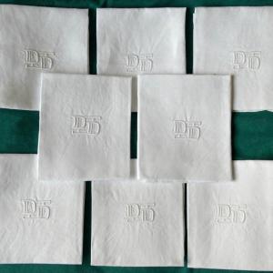 8 Serviettes Art Déco, Monogramme « D D », Damassées Roses.