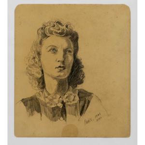 Portrait De Femme, Paris, 1943, Dessin Au Graphite, Alex Jorio. 
