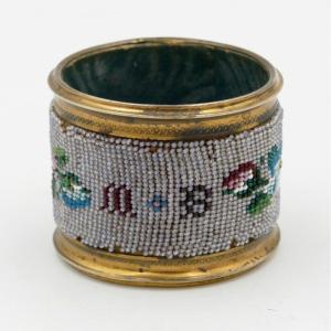 Napoleon III Napkin Ring In Seedlings Of Pearls, “mb” Monogram.