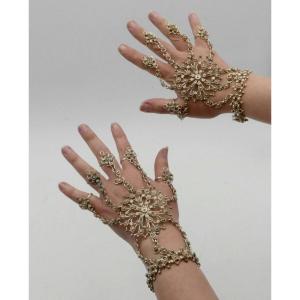 Pair Of Oriental Jewelry Or Hand Bracelets With Five Rings, 20th Century.